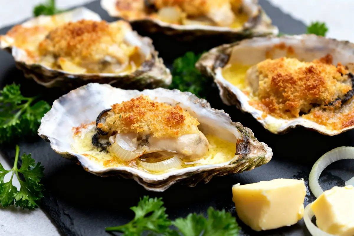 Huîtres au four gratinées au Parmesan et persil : Recette facile