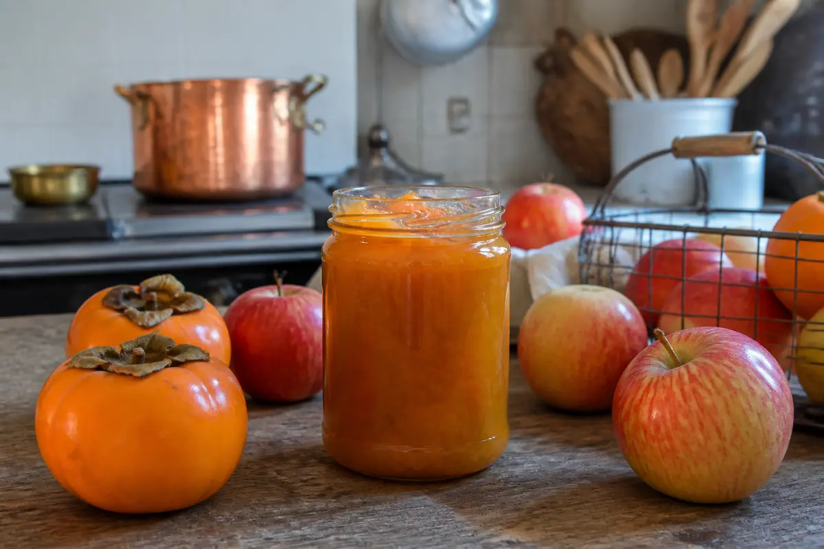 Confiture de pommes et kakis : Recette épicée facile