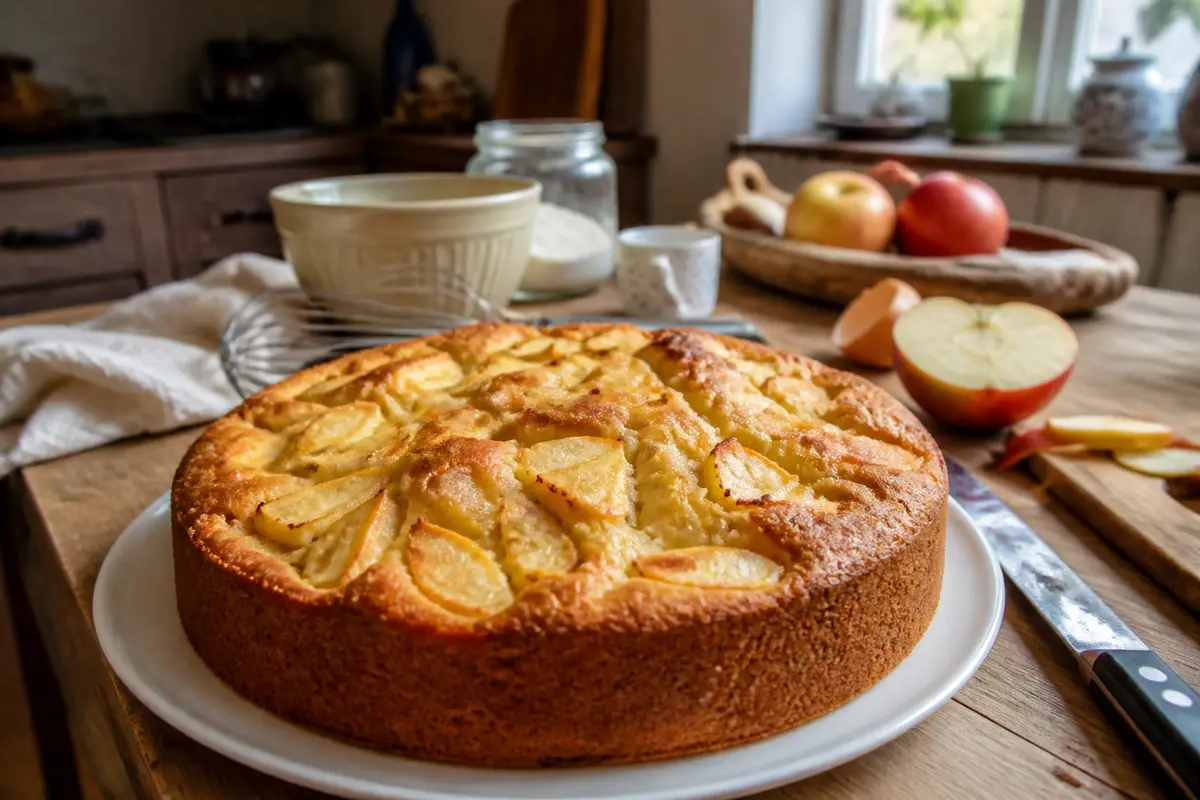 Gâteau de grand-mère aux pommes et yaourt : Recette moelleuse